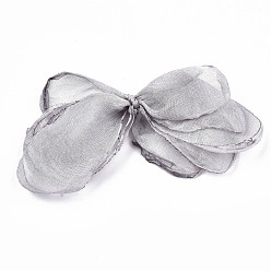 Light Grey Bowknot Organza Ornament Accessories, For DIY Jewelry Making Craft, Light Grey, 85~92x37~50mm