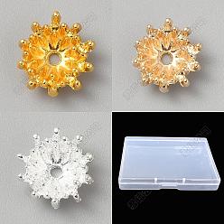 Mixed Color 90Pcs 3 Colors Zinc Alloy Bead Caps, Flower, Mixed Color, 14x6mm, Inner Diameter: 6.5mm, 30pcs/color