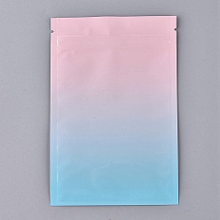 Blue Gradient Color Plastic Zip Lock Bags, Resealable Aluminum Foil Food Storage Bags, Self Seal Bags, Rectangle, Blue, 15x10.1cm, Unilateral Thickness: 3.9 Mil(0.1mm)