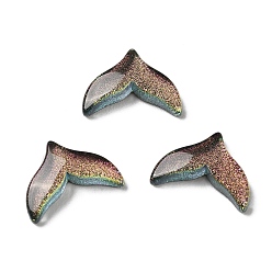 Coconut Brown K9 Glass Cabochons, with Glitter Powder, Fish Tail, Coconut Brown, 8.8x12x2.5mm