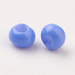 Cornflower Blue FGB 6/0 Grade A Round Glass Seed Beads, Baking Paint, Cornflower Blue, 4x3mm, Hole: 1mm, about 4500pcs/pound