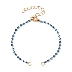 Blue Handmade Synthetic Hematite Beaded Link Bracelet Making, with Brass Lobster Claw Clasp, Fit for Connector Charms, Blue, 6-1/4 inch(16cm)
