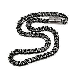 Antique Silver 304 Stainless Steel Curb Chain Nceklace with Magnetic Clasp for Men, Antique Silver, 23.78 inch(60.4cm)