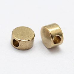 Raw(Unplated) Brass Beads, Nickel Free, Flat Round, Raw(Unplated), 4x2mm, Hole: 1.5mm