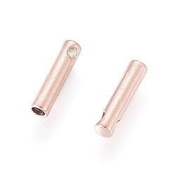 Rose Gold Ion Plating(IP) 304 Stainless Steel Cord Ends, End Caps, Column, Rose Gold, 7x1.6mm, Hole: 0.8mm, Inner Diameter: 1mm