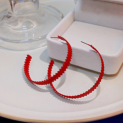 E0000-4 Red Gear Серьги-кольца С-образной формы с росписью макаронами в стиле ретро для женщин