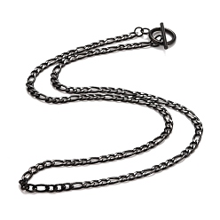Electrophoresis Black Ion Plating(IP)  304 Stainless Steel Chain Necklaces, Electrophoresis Black, 19.64 inch(49.9cm)