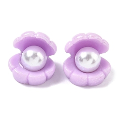 Сливовый Кабошоны из смолы, формы раковины, с абс пластмассовой имитационной жемчужиной, слива, 18.5x18.5x19.5 мм