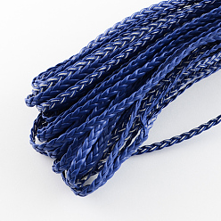 Dark Blue Braided Imitation Leather Cords, Herringbone Bracelet Findings, Dark Blue, 5x2mm, about 109.36 yards(100m)/bundle