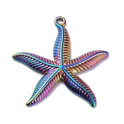 Rainbow Color Ионное покрытие (ip) 304 подвески из нержавеющей стали, очарование морской звезды, Радуга цветов, 29x27.5x2.5 мм, отверстие : 1.5 мм