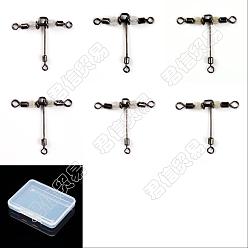 Stainless Steel Color 30Pcs 6 Style 201 Stainless Steel 3 Way Swivels Fishing Cross Line, with Plastic Beads, Fishing Accessories, T-shaped, Stainless Steel Color, 19~41x20~47x3~6mm, Hole: 1~4mm, 5pcs/style