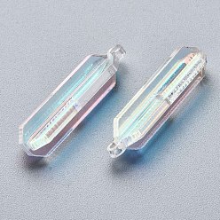 Clear Transparent Acrylic Pendants, Laser Style, Loops, Bullet, Clear, 27x7x7mm, Hole: 1.5mm