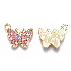 Роза Подвески из сплава , со стразами, без кадмия, без никеля и без свинца, бабочки прелести, золотой свет, роза, 15x17x2.5 мм, отверстие : 1.6 мм