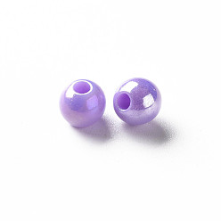 Lilas Perles acryliques opaques, de couleur plaquée ab , ronde, lilas, 6x5mm, Trou: 1.8mm, environ4400 pcs / 500 g