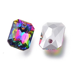 Volcano Glass Rhinestone Pendants, Back Plated, Faceted, Octagon Rectangle, Volcano, 11.5x8x4.5mm, Hole: 1.4mm