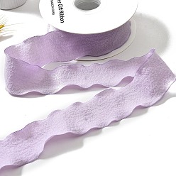 Lilac Polyester Ruffled Ribbon, Pleated Ribbon, for Gift Wrapping, Bow Tie Making, Lilac, 1 inch(25mm), about 9.84 Yards(9m)/Roll