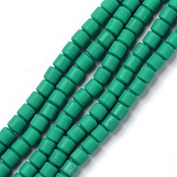 Зеленый Ручной полимерные нити глины шарик, колонка, зелёные, 6.5x6 мм, отверстие : 1.2 мм, около 61 шт / нитка, 15.75 дюйм (40 см)