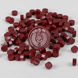 Dark Red Sealing Wax Particles, for Retro Seal Stamp, Octagon, Dark Red, Package Bag Size: 114x67mm, about 100pcs/bag