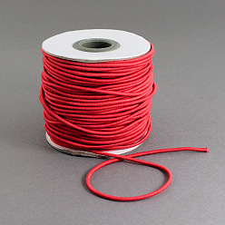 Red Round Elastic Cord, with Nylon Outside and Rubber Inside, Red, 1.5mm, about 49.21 yards(45m)/roll