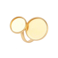 Настоящее золото 18K 304 открытые кольца манжеты из нержавеющей стали, настройка кольца колодки, плоско-круглые, реальный 18 k позолоченный, внутренний диаметр: 17 мм, лоток: 14 & мм 10 мм