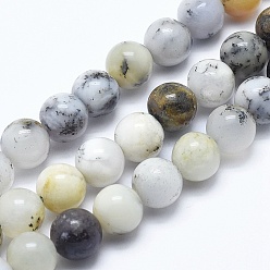 White African Opal Natural White African Opal Beads Strands, Round, 8~8.5mm, Hole: 1mm, about 47pcs/strand, 15 inch(38.1cm)