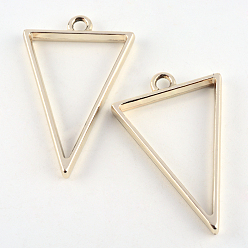 Golden Rack Plating Alloy Triangle Open Back Bezel Pendants, For DIY UV Resin, Epoxy Resin, Pressed Flower Jewelry, Cadmium Free & Nickel Free & Lead Free, Golden, 39x25x3.5mm, Hole: 3mm