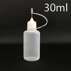 White PE Glue Dispensing Bottles, Squeeze Bottle, with Needle & Cap, White, 3.04x9.2cm, Capacity: 30~32ml(1.01~1.08fl. oz)