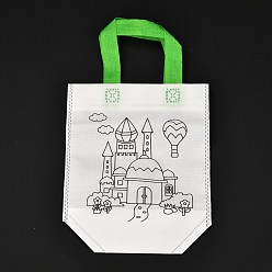 Building Прямоугольные нетканые diy экологические каракули сумки, с ручками, для детей поделки своими руками, узор башни, 360 мм