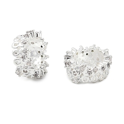 Серебро Латунные микро проложить Цирконий Европейский бисером, бусины с большим отверстием, без свинца и без кадмия, колонка, серебряные, 11.5x5.5 мм, отверстие : 7.5 мм