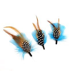 Deep Sky Blue Feather Ornament Accessories, for DIY Masquerade Masks, Costume Feather Hat, Hair Accessories, Deep Sky Blue, 80~100mm