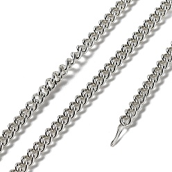 Platinum Rhodium Plated 925 Sterling Silver Faceted Curb Chains, Soldered, Platinum, link: 3x2x1mm