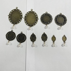 Античная Бронза 10 шт 5 стиль подвеска из сплава кабошон настройки, с абс пластмассовой имитационной жемчужиной, овальные, античная бронза, 38~75 мм