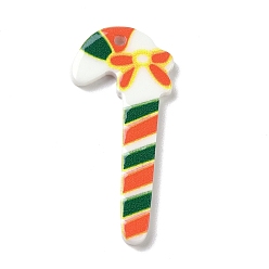 Candy Cane Printed  Acrylic Pendants, for Christmas, Candy Cane Pattern, 34x15x2mm, Hole: 1.6mm