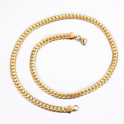 Golden 304 Stainless Steel Textured Chain Necklaces, with Lobster Claw Clasps, Golden, 23.82 inch(60.5cm), 7.5x2mm