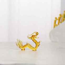 Gold Handmade Lampwork Dragon Figurines, for Home Desktop Feng Shui Decoration, Gold, 68x18x50mm
