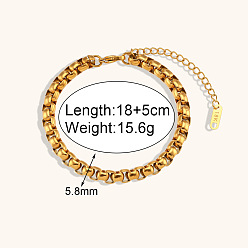 20cm circular snake bone chain bracelet Bracelet minimaliste en acier inoxydable, chaîne en os de serpent plaqué or, pour femmes