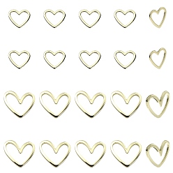 Real 14K Gold Filled 20Pcs 2 Styles Brass Linking Rings, Heart, Real 14K Gold Filled, 9~12x10~13mm, 10pcs/style