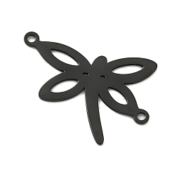 Черный Ионное покрытие (ip) 304 звенья из нержавеющей стали, ручная полировка, стрекоза, чёрные, 18x25.5x0.7 мм, отверстие : 1.2 мм