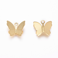 Golden Messing Charme, langlebig überzogen, Schmetterling, echt 18 k vergoldet, 11x13x3.5 mm, Bohrung: 1.6 mm