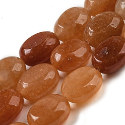 Red Aventurine Natural Red Aventurine Beads Strands, Flat Oval, 10x8x5.5mm, Hole: 0.8mm, about 39pcs/strand, 15.47''(39.3cm)