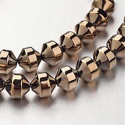 Antique Bronze Plated Electroplate Non-magnetic Synthetic Hematite Bead Strands, Bicone, Antique Bronze Plated, 6x6mm, Hole: 1mm, about 61pcs/strand, 15.7 inch