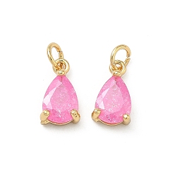 Бледно-Розовый Кулон из циркония, слезинки, без свинца и без кадмия, стойки покрытие, долговечный, реальный 18 k позолоченный, розовый жемчуг, 10x5.5x4 мм, Перейти кольцо: 4x0.8 мм, 2.5 мм внутренним диаметром