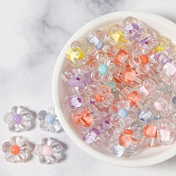 Mixed Color Transparent Acrylic Beads, Flower, Mixed Color, 12.5x6mm, Hole: 2.5mm