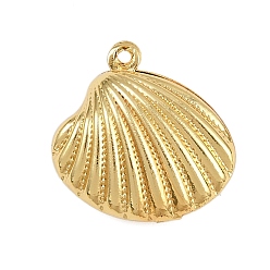 Настоящее золото 18K Латунные подвески, подвески в форме ракушек, стойки покрытие, долговечный, без кадмия и без свинца, реальный 18 k позолоченный, 19.5x19.5x7 мм, отверстие : 1 мм