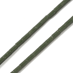 Темно-оливково-зеленый Нити бусин из искусственного камня лавы ручной работы, колонка, яркие глазированный фарфор, темно-оливковый зеленый, 4.5x2.5 мм, отверстие : 0.7 мм, около 85 шт / нитка, 14.96~15.16'' (38~38.5 см)