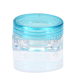 Cyan Transparent Plastic Empty Portable Facial Cream Jar, Tiny Makeup Sample Containers, with Screw Lid, Square, Cyan & Clear, 3x1.6cm, Capacity: 5g