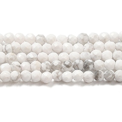 Howlite Natural Howlite Beads Strands, Round, Faceted, Grade AA, 2mm, Hole: 0.5mm, about 209pcs/strand, 15.59''(39.6cm)
