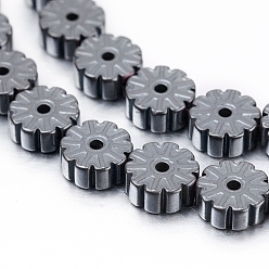 Non-magnetic Hematite Non-magnetic Synthetic Hematite Beads Strands, Flower, 6x2.5mm, Hole: 1mm, about 67pcs/strand, 15.7 inch(40cm)