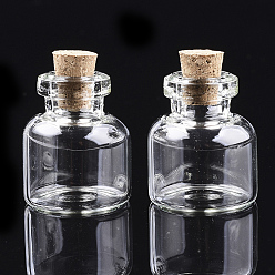 Clear Glass Jar Glass Bottles Bead Containers, with Cork Stopper, Wishing Bottle, Clear, 25x22mm, Hole: 7mm, Capacity: 9ml(0.3 fl. oz)