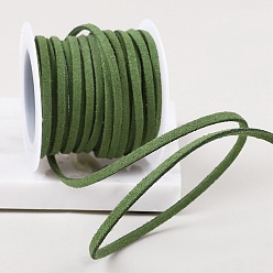 Светло-зеленый Коричневый Плоский замшевый шнур 4.5м., двойное кружево из искусственной замши, оливковый, 3 мм, около 4.92 ярдов (4.5 м) / рулон